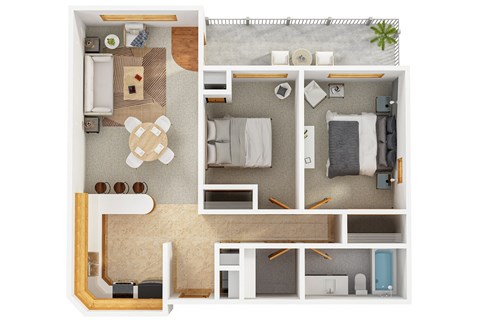 Sycamore Apartments in Walla Walla, Washington Two Bedroom Floor Plan